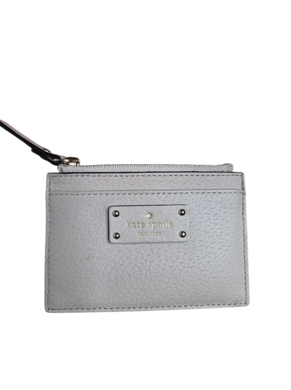 Kate Spade leather Adi Grove Zip Top Card Case in L Beige Luxury